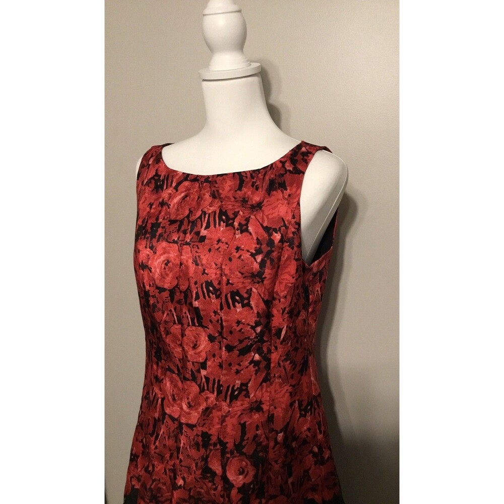 DANNY AND NICOLE Dress Womens Black Red Floral Sleeveless Short Mini A-Line Zip - Picture 4 of 11